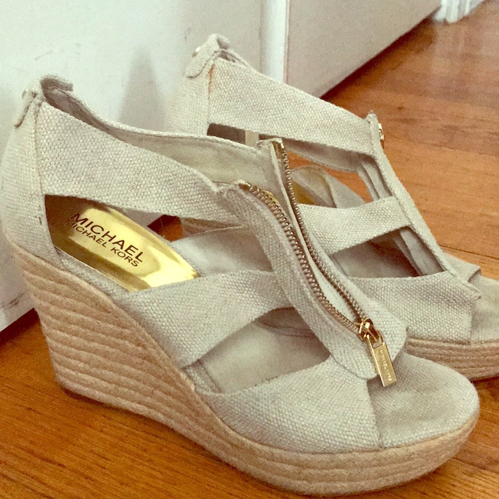 Michael Kors Canvas Espadrille Wedges